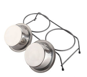 Alimentador para mascotas de acero inoxidable con gemelos básicos para perros grandes - Product Image 3