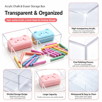 Boîte de rangement multifonctionnelle en acrylique transparent, boîte de rangement pour effaceur de tableau noir, boîte de rangement multi-compartiments, organisateur de bureau