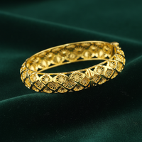 Bracelet floral en cuivre plaqué or 24 carats Z H Vintage, style géométrique ajouré de Dubaï, bijoux arabes tendance pour femmes, vente en gros