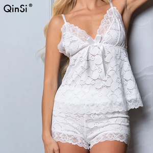 QINSI 2025 printemps <span class=keywords><strong>ensemble</strong></span> de <span class=keywords><strong>sous</strong></span>-vêtements deux pièces luxe dentelle caraco et short <span class=keywords><strong>ensemble</strong></span> érotique nuisette pyjama <span class=keywords><strong>femme</strong></span> Sexy Lingerie ensembles - Product Image 1
