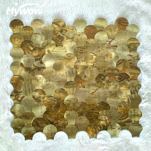 Carrelage <span class=keywords><strong>Mosaïque</strong></span> Or Fond Hexagone Aluminium Massif Brossé Luxe Dosseret Mural Carrelage Métal <span class=keywords><strong>Mosaïque</strong></span> Dédouanement - Product Image 1