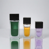 Boîte de parfum en verre vide de luxe personnalisée de haute qualité 30ml 50ml carrée transparente avec bouchon noir et pulvérisateur à pompe, impression sérigraphique