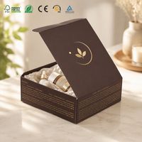 Dossiers d'emballage en papier cartonné double pliage marron rougeâtre personnalisés OEM avec gaufrage UV sélectif pour marque cosmétique de luxe réutilisables