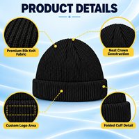 Topi Beanie Sailor Pendek Rajut Bergaris Lipat Klasik Hangat Musim Dingin Multi Warna Unisex Grosir MOQ Rendah
