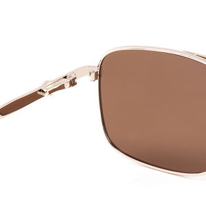 Retro vierkante zonnebril TAC glazen lens platte metalen bril heren stijl gepolariseerde pilot zonnebril - Product Image 3