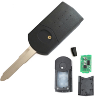 Clé de voiture télécommandée pliable Keyecu SKE126-01/SKE126-A1 à 2 boutons, 433 MHz, puce 4D63, pour Mazda 2/3/5/6/MX5/RX8/CX7 2007-2010, noir/argent