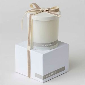 Bougie parfumée en verre givré MESCENTE, cylindre, pot d'aromathérapie avec couvercle, décoration minimaliste pour la maison - Product Image 5