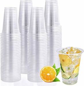Vasos Desechables Ecológicos de PET de Pared Simple de 10 oz, Personalizados con Diseño Redondo Impreso, para Café, Té de Burbujas, Bebidas de Frutas, Vino, con Tapas - Product Image 1