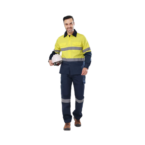 Saf Pamuklu LED Işıklı Yansıtıcı Şeritli Güvenlik İş Pantolonu İnşaat Sahası İşçi Koruması Kömür Madencisi - Product Image 2