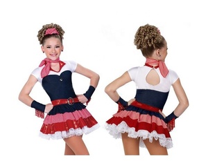 OEM New Wholesale Girl <strong>Dress</strong> Performance Dance Costume Tutu <strong>Dress</strong> Short Sleeve Leotard <strong>Cowgirl</strong> Denim Ruffle Ballet Tutu <strong>Dress</strong> - Product Image 1