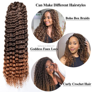 Extension per capelli sintetici morbidi ombre da 32 pollici, onda profonda, per trecce all'uncinetto, parrucca riccia <span class=keywords><strong>afro</strong></span> kinky, capelli all'uncinetto - Product Image 4