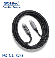 Cable trenzado de nailon SChitec tipo C a C, 3A 60W, carga rápida, conector USB 3.1 con monitor de energía en tiempo real para computadora portátil