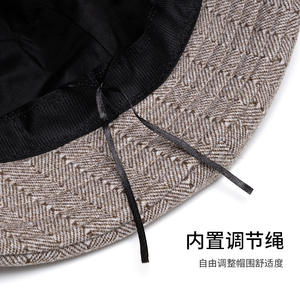Chapeau <span class=keywords><strong>de</strong></span> pêcheur rayé d'hiver avec nœud papillon pour femmes d'âge moyen et âgées, chapeau chaud - Product Image 5