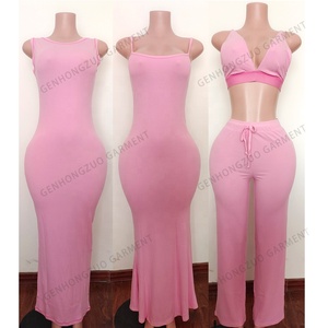 Custom 2 Piece Loungewear Set Women Nude Basic Cotton <strong>Jersey</strong> Short Sleeve T Shirt and <strong>Maxi</strong> <strong>Skirt</strong> Two Piece Set Women Clothing - Product Image 6
