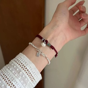 Bracelet en argent pur avec cordon rouge kaki, bijou unisexe en forme de fruit pour usage quotidien - Product Image 5