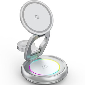 新产品无线充电器可折叠三合一手机充电站磁性支架 - Product Image 1