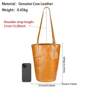 กระเป๋าสะพายไหล่ AndoBag รุ่น Simple, กระเป๋าหนังแท้เอนกประสงค์ทรงถัง, กระเป๋าถือสำหรับผู้หญิงสำหรับเดินทาง รุ่น 1694 - Product Image 2