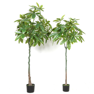 Grand arbre porte-bonheur <span class=keywords><strong>tressé</strong></span> en plastique vert durable pour intérieur, plante artificielle de simulation de fortune - Product Image 2