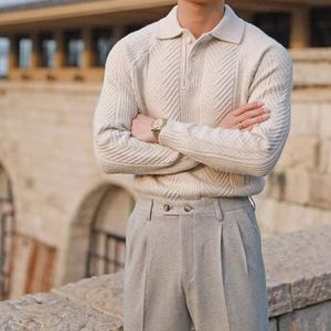 Suéter básico ajustado personalizado para hombre, suéter con solapa, tejido Jacquard, suéter grueso de otoño e invierno para hombre - Product Image 2