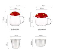 Mug en verre écologique créatif, design adorable en forme de champignon, transparent, pour le bureau, l'eau, le thé, tasse à café séparée, mignonne, pour un usage domestique