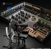 Machines de musculation à charge libre pour la musculation, incluant un appareil d'extension dorsale, pour salle de sport de 100 mètres carrés