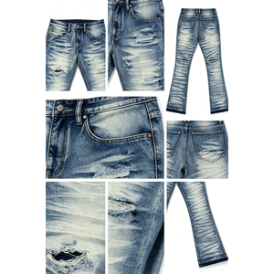 Jean Bootcut Évasé Homme Effet Usé et Délavé Vintage en Denim Extensible avec Ourlet Effiloché – Idéal pour le Quotidien et les Soirées - Product Image 5