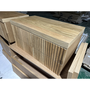 Mesita <span class=keywords><strong>de</strong></span> <span class=keywords><strong>Noche</strong></span> <span class=keywords><strong>de</strong></span> Madera Maciza <span class=keywords><strong>de</strong></span> <span class=keywords><strong>Roble</strong></span> <span class=keywords><strong>Blanco</strong></span> Acanalado con Diseño Moderno, Muebles <span class=keywords><strong>de</strong></span> Dormitorio <span class=keywords><strong>de</strong></span> Madera, Mesa Auxiliar para el Hogar - Product Image 4