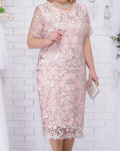 <span class=keywords><strong>Personalizzato</strong></span> Oem Plus Size <span class=keywords><strong>ricamato</strong></span> in pizzo manica corta sottile abiti formali africani per <span class=keywords><strong>abbigliamento</strong></span> donna - Product Image 6
