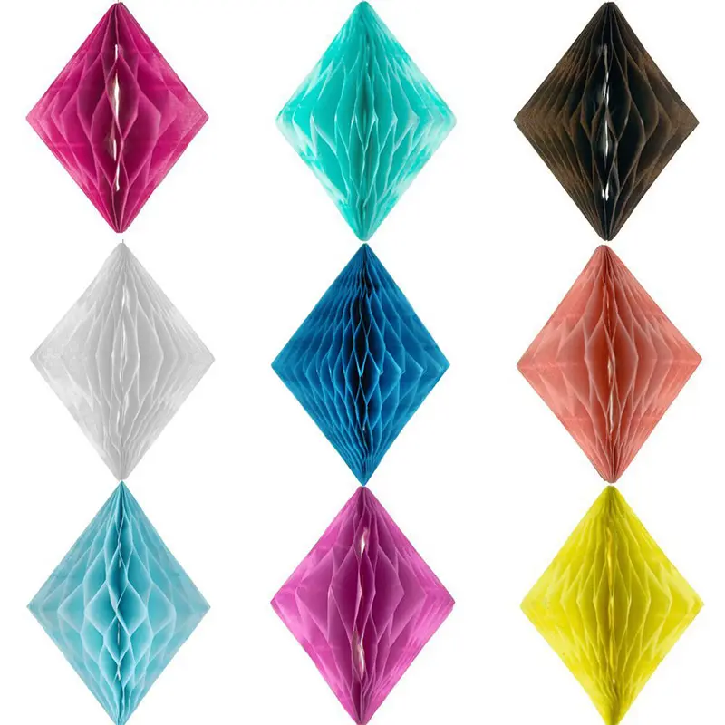 Folding Paper Honey Comb Diamond Decoration Set in Multi colors Wholesale Price Promotional Party supplies