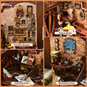 Minicity gran oferta Diy Book Nook Kit biblioteca libro Nook miniatura <span class=keywords><strong>casa</strong></span> Kit Diy Craft Kit biblioteca libro Nook-Día del <span class=keywords><strong>pintor</strong></span> al atardecer - Product Image 4