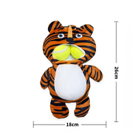 Jouet interactif pour chien en peluche couineur, style balle de tennis, motifs tigre/léopard/zèbre, vente en gros