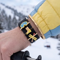 Breloques décoratives DIY en émail et acier inoxydable BEEFLYPOWER sur le thème du ski d'hiver pour bracelet de montre Whoop
