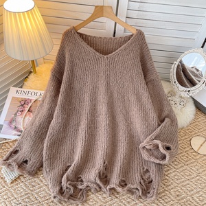 Blouse longue rétro en maille ajourée, <span class=keywords><strong>col</strong></span> en <span class=keywords><strong>V</strong></span>, ample, pour <span class=keywords><strong>femme</strong></span>, protection solaire - Product Image 4