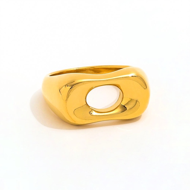 Fenny 18K Gold Plated Wholesale No Fade Fashion Chunky Classic Abstract Round Hole Stainless Steel Finger Ring Trendy for Women