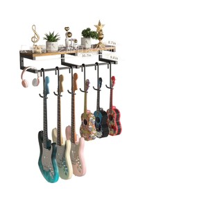 <b>Wall</b> <b>Mounted</b> Guitar Rack Wooden Storage <b>Shelf</b> For Living Room Display And Organization - Product Image 5