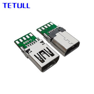 Connecteur <span class=keywords><strong>MINI</strong></span> <span class=keywords><strong>USB</strong></span> 10P Femelle Personnalisé en Usine, Type Sandwich avec PCB, Coque en Acier Inoxydable, 10 Points de Soudure - Product Image 2