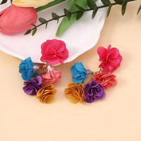Bohème ethnique fait à la main fée tissu fleur boucles d'oreilles pour femmes filles bijoux en gros cadeaux de fête