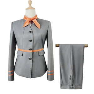 Divise aeree personalizzate completi di volo Blazer e pantaloni set Air <span class=keywords><strong>Hostess</strong></span> <span class=keywords><strong>Hostess</strong></span> uniforme per le donne - Product Image 1