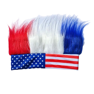Peluca Deportiva con Diseño de la Bandera de <span class=keywords><strong>Francia</strong></span> en Azul, Blanco y Rojo, para Eventos Deportivos, Fiestas y Aficionados, Hecha de Fibra Química - Product Image 3