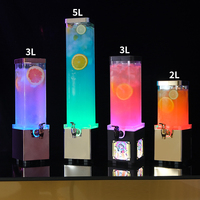 Dispenser Minuman Dingin Akrilik Food Grade 3 Liter 5 Liter dengan Lampu LED, untuk Bir Draft, Bar, dan Koktail Komersial