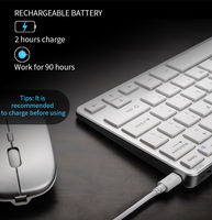 Claviers et souris Bluetooth portables rechargeables en argent pour Macbook Pro, Android Mobile