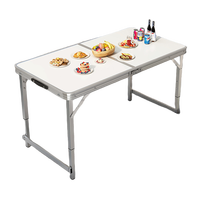 Table de banquet rectangulaire pliable portable pour la restauration en plein air en alliage d'aluminium blanc + MDF