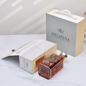Logotipo personalizado tamaño plegable plano XO whisky 2 botellas caja de embalaje cartón rígido papel Kraft plegable vino caja de regalo - Product Image 1