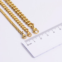 Collier chaîne gourmette cubaine en acier inoxydable 316L, massif, à maillons plats, résistant à l'eau et inaltérable