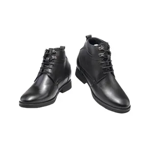 Sepatu formal kulit asli untuk pria, sepatu bot musim dingin penambah tak terlihat 9 cm buatan tangan dengan gaya bisnis sol karet
