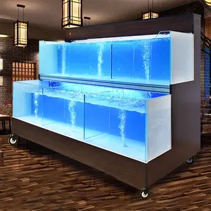 Two layers Seafood Fibreglass Fish Tank Stand Chiller Seawater Seafood Lobster Aquarium Filter Tank Fish Hotel