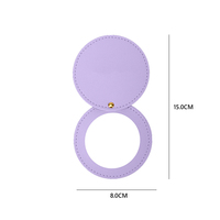 Miroir de maquillage rond en gros avec étui rotatif en cuir PU, logo personnalisé, marque privée, miroir de poche compact portable