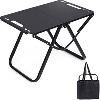 Table de camping pliante tactique portable avec base à patins, design industriel en acier au carbone, sac de rangement pour randonnée, pêche et activités de plein air