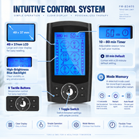Unit TENS Rehabilitasi Rumah Terapi Pribadi FM-B2405 24 Mode EMS Output Ganda Independen Intensitas Dapat Disesuaikan Timer LCD