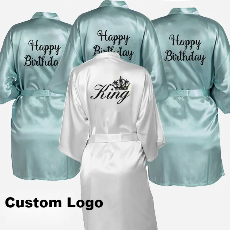 Tùy Chỉnh Logo Ngày Cưới Tên Faux Lụa Satin Kimono Áo Choàng Cô Dâu Ngắn Phụ Nữ Áo Choàng